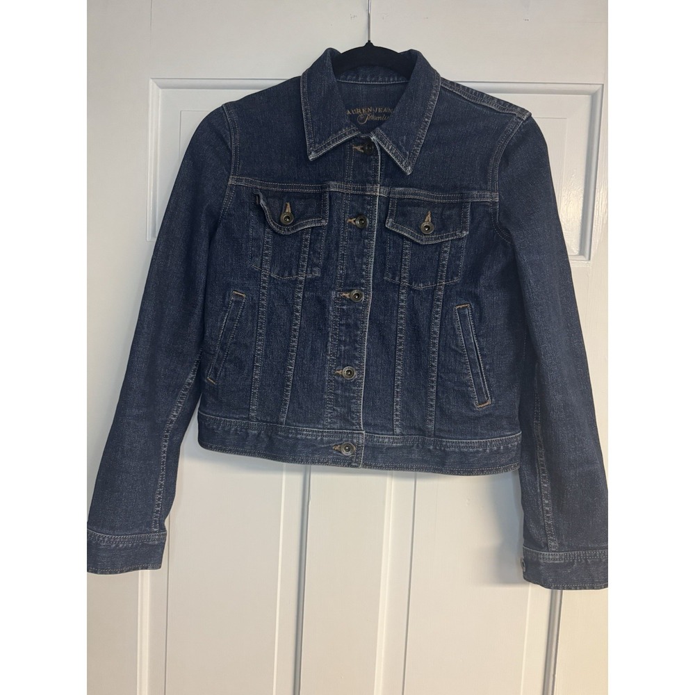 Lauren Jeans‎ Co Premium Jean Jacket Size PS Dark Wash Designer Denim Classic